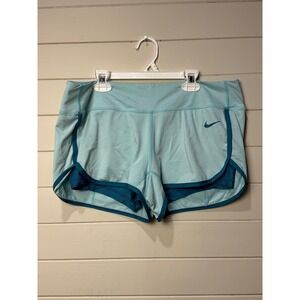 Nike Dri Fit Running Shorts Women Teal Blue Dolphin Style Size Large